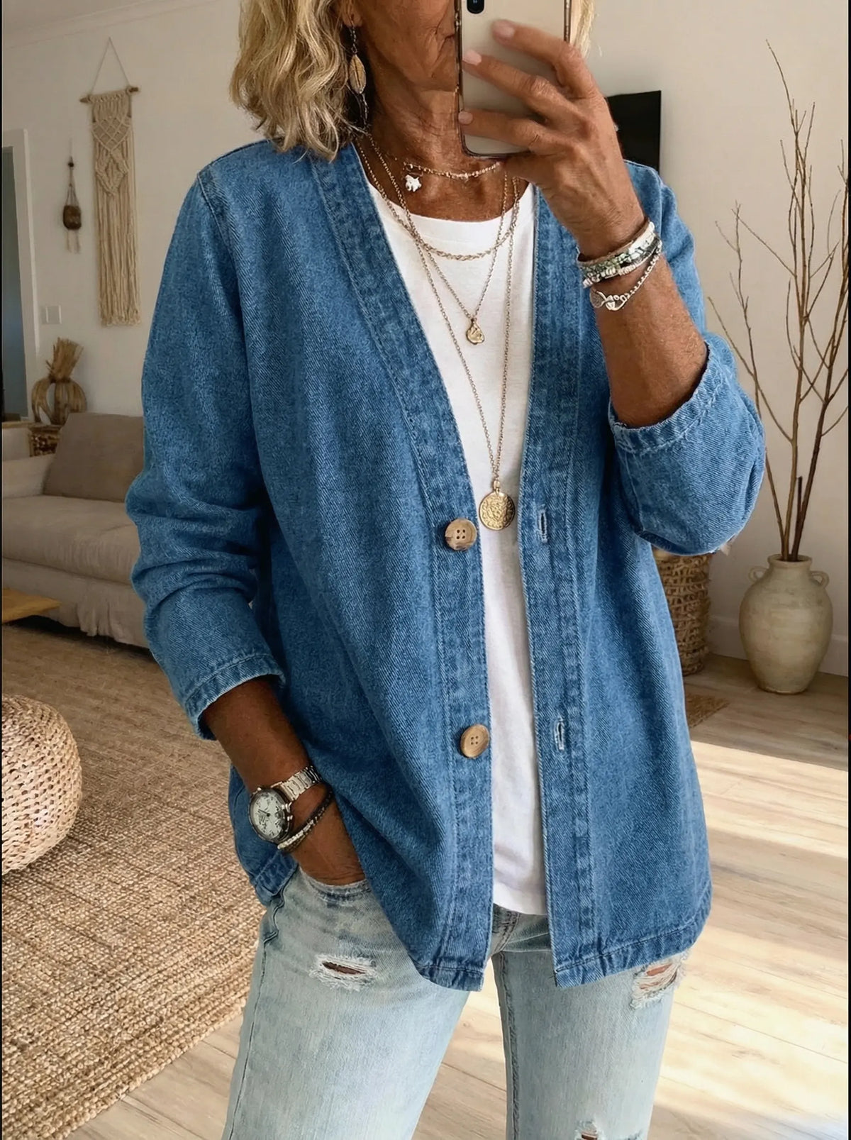 Women's Casual Denim Cardigan