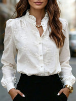 Elegant Floral Embroidered Ruffled Blouse