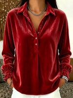 Cozy, Relaxed-fit Velvet Henley Top