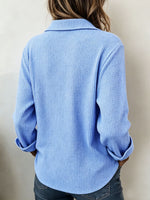 Cozy Casual Lapel Collar Waffle Knit Pullover