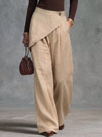 Women's Solid Color High-waisted Casual Loose Cotton Linen Wide-leg Pants