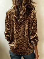 Fierce Velvet Leopard Print Button-Down Blouse
