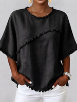 Boho-chic Fringed Cotton And Linen Top