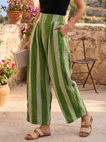 Effortless Striped Linen Wide-Leg Pants