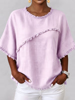 Boho-chic Fringed Cotton And Linen Top