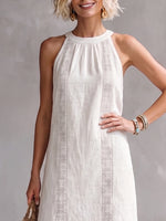 Retro Cozy Lace Minimalist Linen Dress