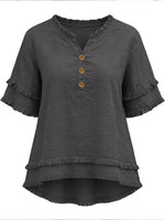 Casual Raw-edge Linen And Cotton Shirt