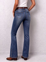 Boho Casual Bootcut Studded Stretch Flared Jeans
