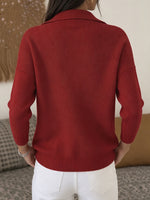 Romantic Red Ribbed Knit Heart-Button Cardigan