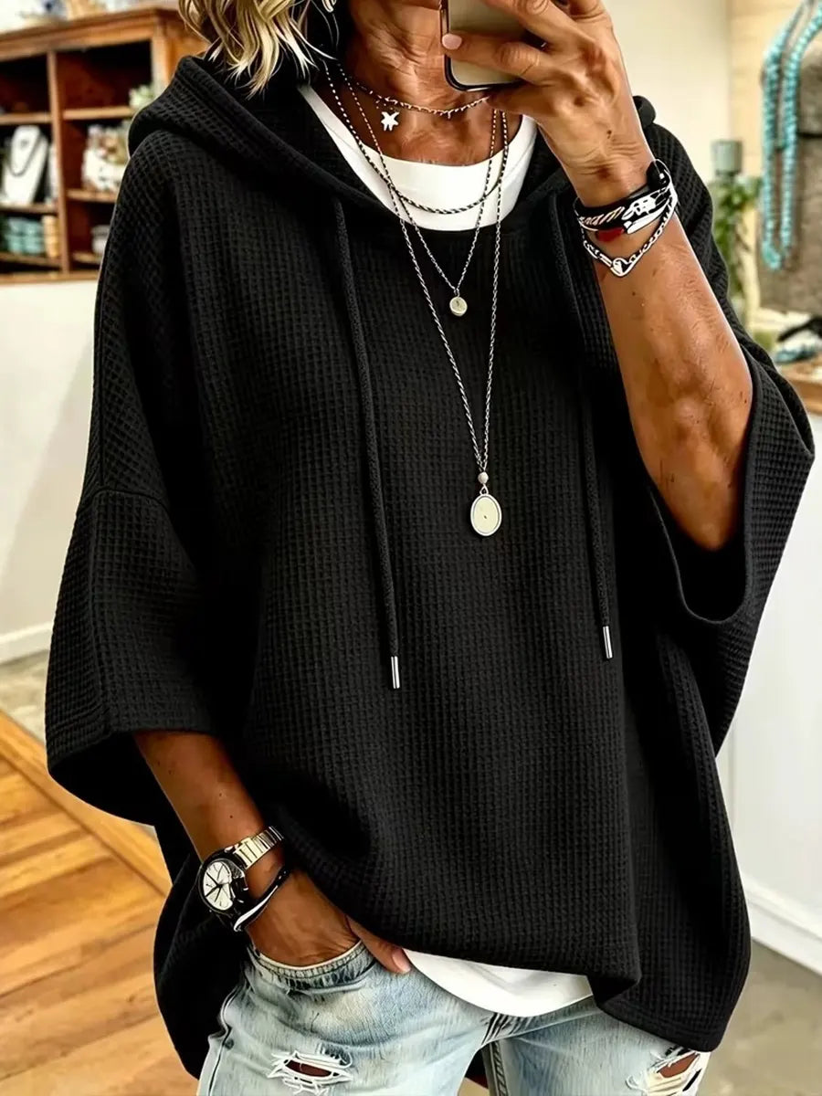 Casual Waffle Knit Oversized Hoodie