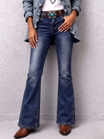 Boho Casual Bootcut Studded Stretch Flared Jeans