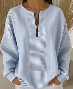 Casual Striped Half-zip Sweatshirt