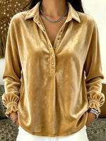 Cozy, Relaxed-fit Velvet Henley Top