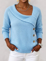 Elegant Asymmetrical Button-up Sweater