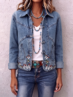 Retro Butterfly Embroidered Denim Jacket
