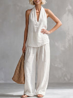 Casual And Cozy Minimalist Linen Two-piece Set