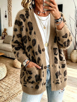 Loose And Cozy Leopard-print Knit Cardigan