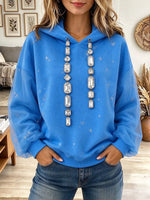 Women's Sparkle Star Print Oversized Hooded Sweatshirt