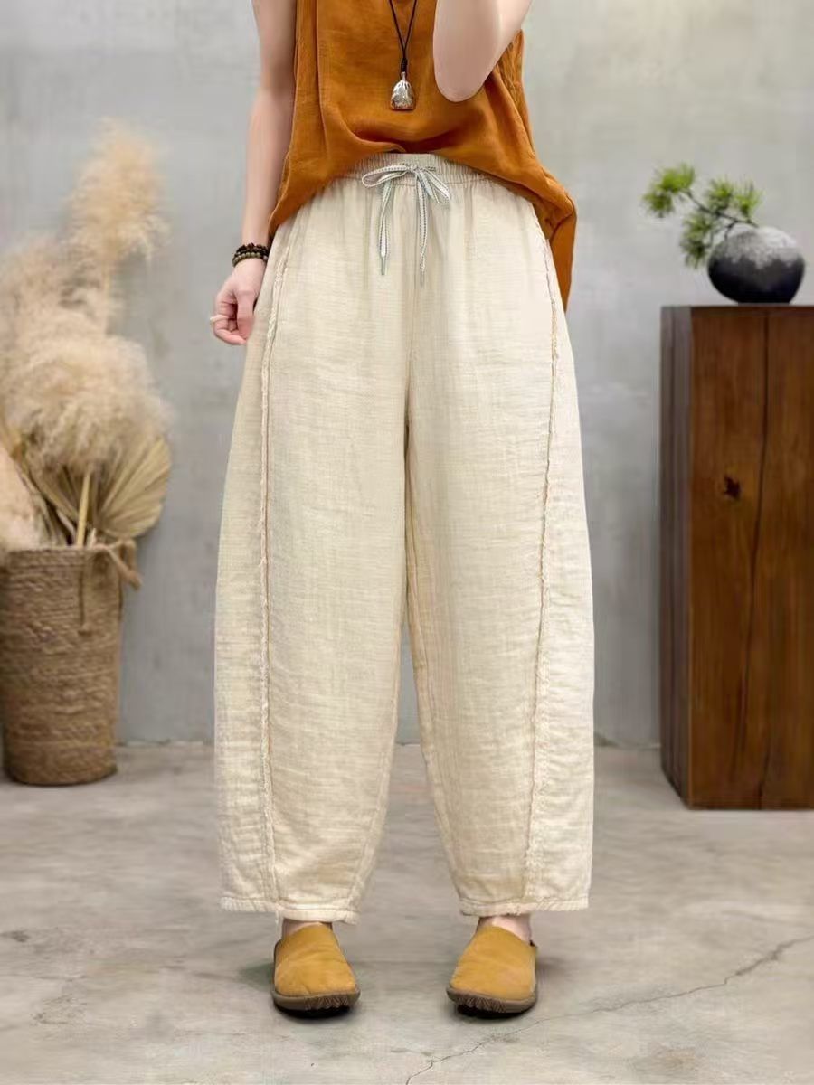 Casual Linen And Cotton Trousers