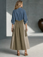 Women's Denim & Utility Cargo Maxi Dress - Functional & Stylish