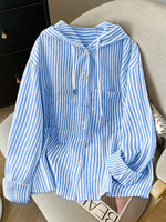 Casual Loose-fit Hooded Cotton Cardigan