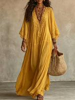Cozy And Romantic Patchwork Lace And Chiffon Maxi Dress