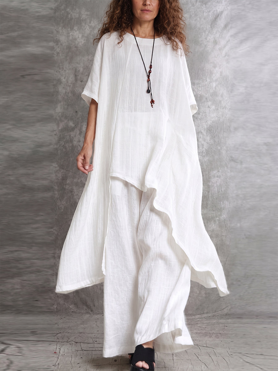 Casual Long Top And Pants Two-piece Set