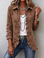 Women's Retro Paisley Print Shirt Collar Long Sleeve Casual Loose Cotton Cardigan