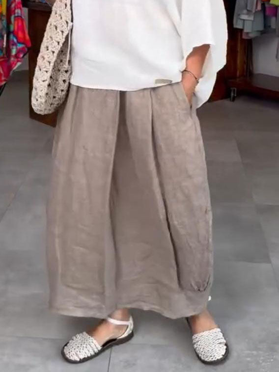Breathable Structured Cocoon-shaped Pleated Skirt