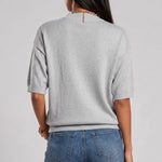 Chic Rhinestone-embellished Mock-neck Knit Top
