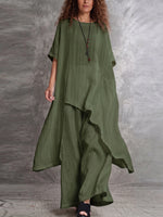 Casual Long Top And Pants Two-piece Set