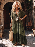 Casual Leopard-print Spliced chiffon & Cotton Dress