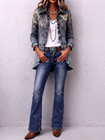 Boho Casual Bootcut Studded Stretch Flared Jeans