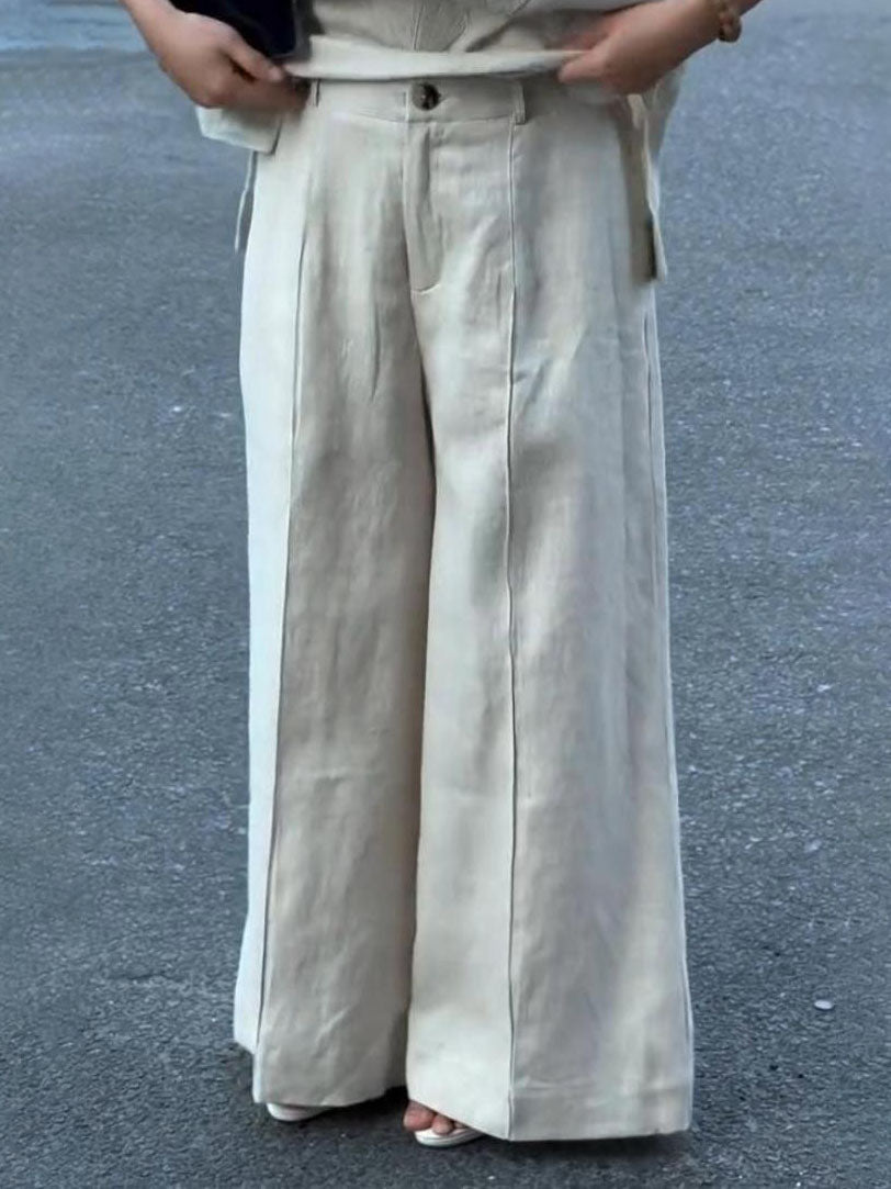 Minimalist Breathable Cotton And Linen Wide-leg Pants
