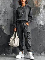 Cozy And Casual Cotton Sweatshirt And Pants Two-piece Set