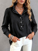 Casual Ruffled Denim Shirt