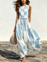Plaid Sleeveless Paneled Dress