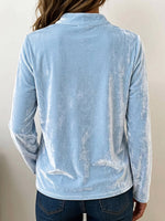 Women's Solid Color V-neck Long Sleeve Casual Loose Velvet Top