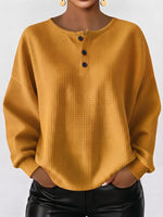 Cozy Casual Henley Collar Waffle Shirt