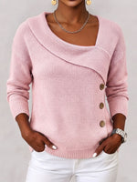 Elegant Asymmetrical Button-up Sweater
