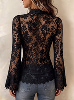 Romantic Vintage Lace Zip-Up Top