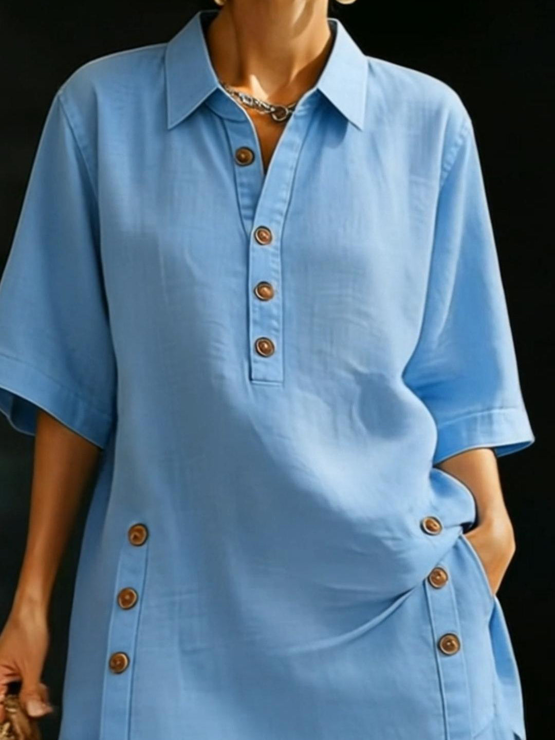 Cozy Loose-fitting Button Shirt And Shorts Cotton Linen Two-piece Set