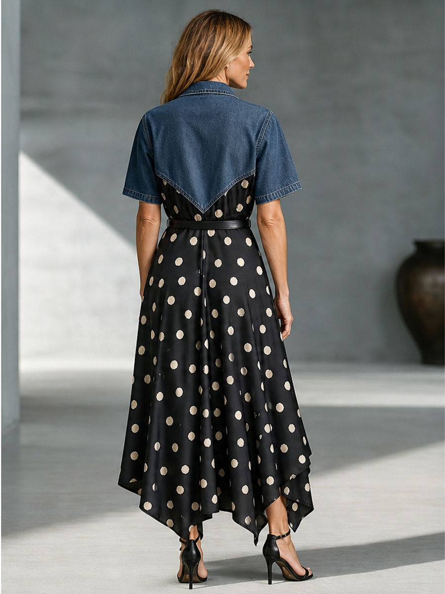 The Retro Remix: Denim Upper & Polka Dot Handkerchief Dress