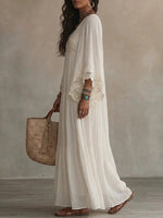 Cozy And Romantic Patchwork Lace And Chiffon Maxi Dress