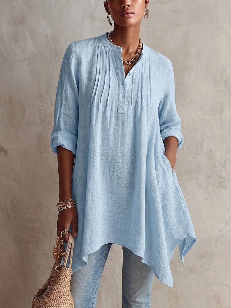 Casual Linen-cotton Henley Shirt