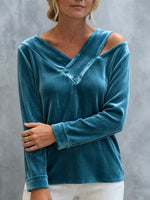 Elegant Off-shoulder Velvet Shirt