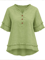 Casual Raw-edge Linen And Cotton Shirt