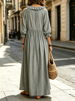 Women's Striped Art Print Casual Stylish Ruffled Vacation Maxi Dress