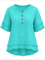 Casual Raw-edge Linen And Cotton Shirt