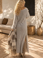 Women's Fuzzy Mohair Knit Maxi Dress
